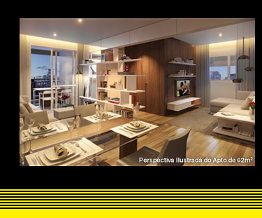 Perspectiva Ilustrada do Apto de 62m2