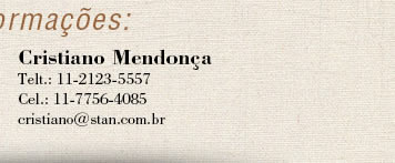 Mais Info: Cristiano Mendonça - 11.21235557/11.77564085