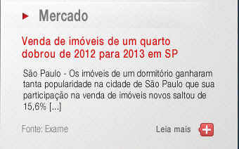 Venda de imoveis de um quarto dobrou em 2012 para 2013, em SP