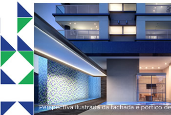 Perspectiva ilustrada do hall de entrada