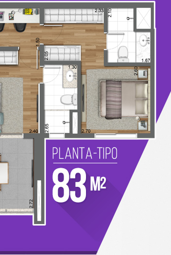 Planta tipo 83m2
