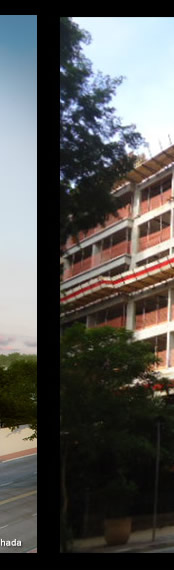 Perspectivas da fachada e foto da obra