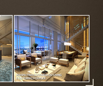 Perspectiva Ilustrada do Living e do Terraço Duplex