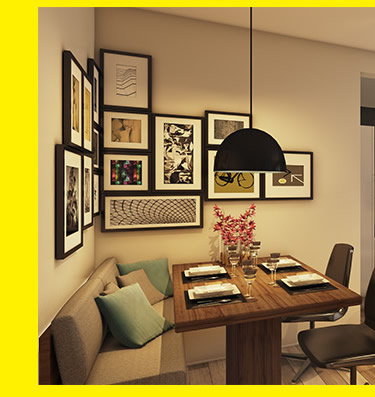 Perspectiva ilustrada do living