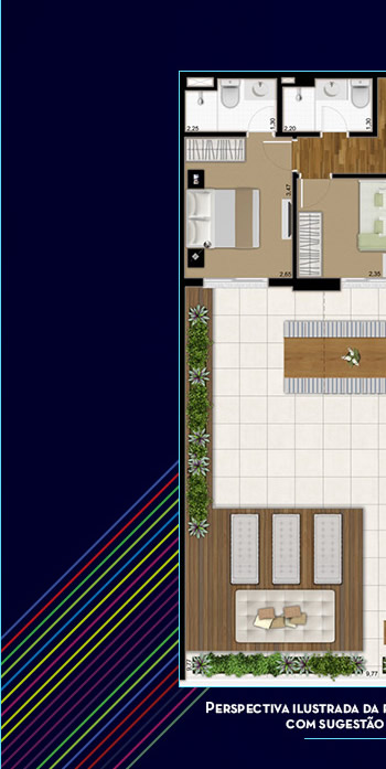 Perspectiva ilustrada da planta