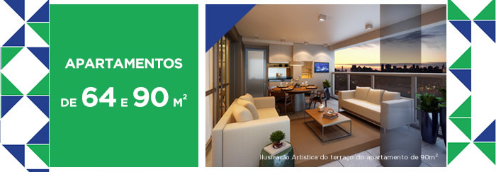Apartamentos de 64 e 90m²
