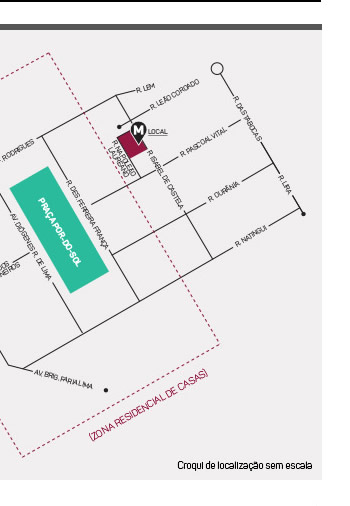 O terreno faz divisa com a zona estritamente residencial.