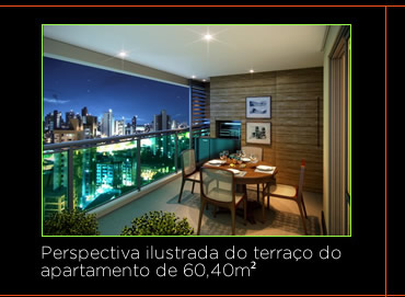 Perspectiva Ilustrada do Terraço do ap. de 60,40m²