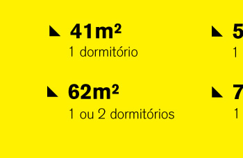 Aptos de 41m², 50m², 62m² e 77m²
