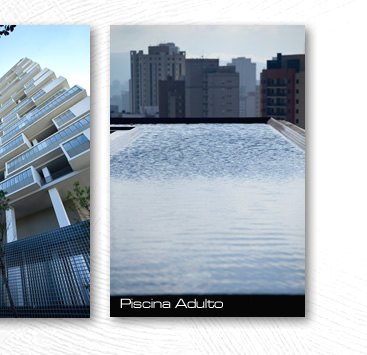 Foto da Fachada e da Piscina Adulta