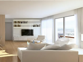 Perspectiva artística do apto de 88m²