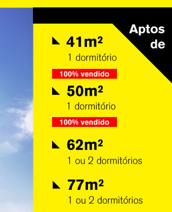 Aptos de 41 (100% vendido), 50 (100% vendido), 62 e 77m