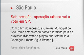 Sob pressão, operação urbana vai a voto em SP  © 2000 – 2013. Todos os direitos reservados ao Valor Econômico S.A. . Verifique nossos Termos de Uso em http://www.valor.com.br/termos-de-uso. Este material não pode ser publicado, reescrito, redistribuído ou transmitido por broadcast sem autorização do Valor Econômico.  Leia mais em: http://www.valor.com.br/politica/3222002/sob-pressao-operacao-urbana-vai-voto-em-sp#ixzz2cAc2muro 