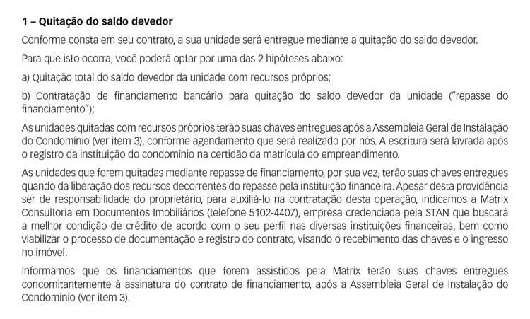 1 - Quitação do saldo devedor