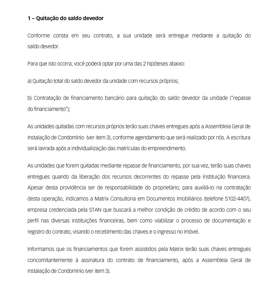 1 - Quitação do saldo devedor