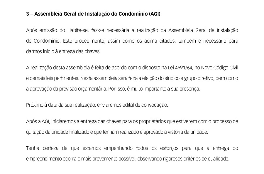 3 - Assembléia de Instalação da 2.a Etapa do Condomínio (AGI)