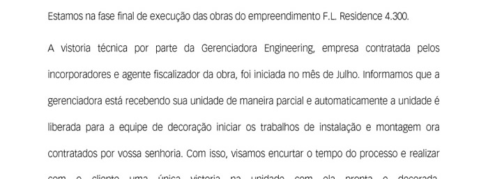 Estamos na fase final de execução das obras do empreendimento FL Residence