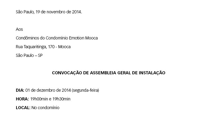 Convocação de Assembleia Geral de Instalação