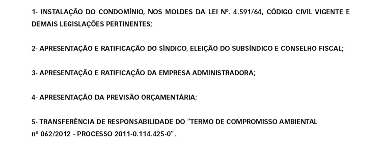 Convocação de assembleia de instalação