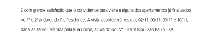 É cp, grande satisfação que o convidamos para visitar alguns de nossos apartamentos