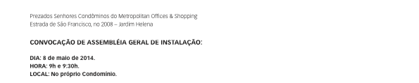 Convocação de assembléia Geral de instalação
