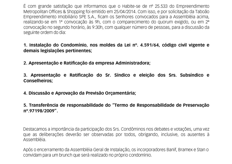 Pauta da Assembléia