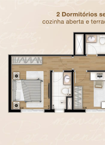 Planta 2 dormitório (1 suíte)