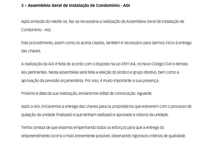 3- Assembléias de Instalação do Condomínio - AGI