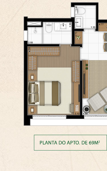 Planta | apartamento de 69m²