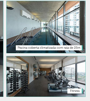 Piscina coberta climatizada com raia de 25m