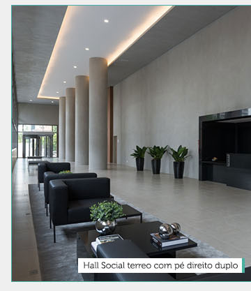 Hall social terreo com pé direito duplo