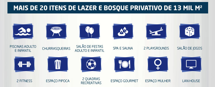 Mais de 20 itens de lazer e bosque privativo de 13 mil m2